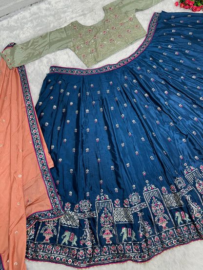 Gorgeous Blue Color Heavy Work Lehenga Choli