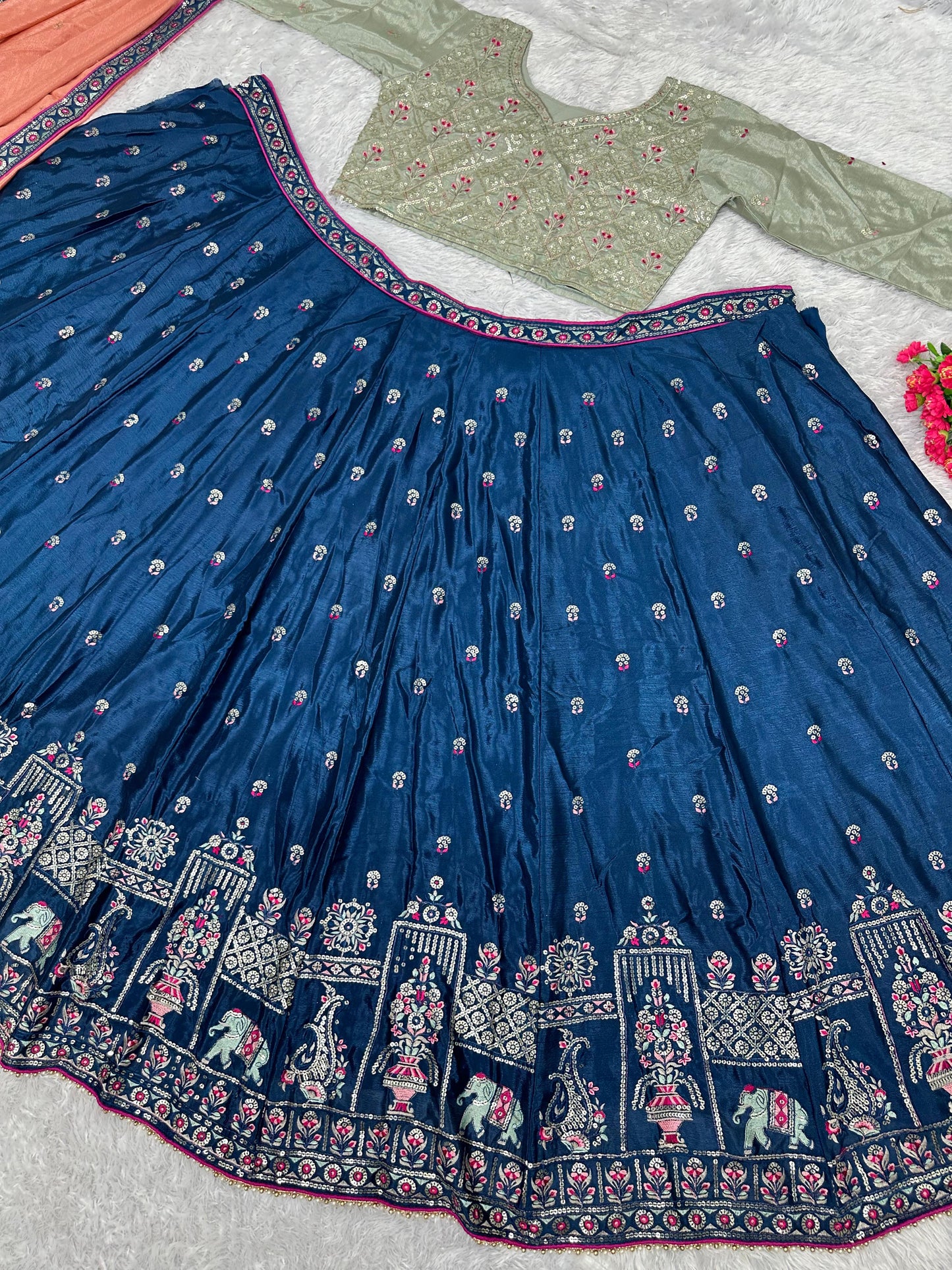 Gorgeous Blue Color Heavy Work Lehenga Choli