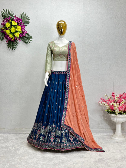 Gorgeous Blue Color Heavy Work Lehenga Choli