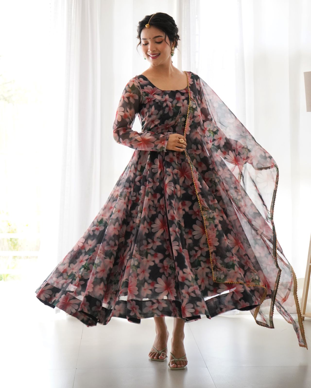 Unique Multi Color Printed Anarkali Suit