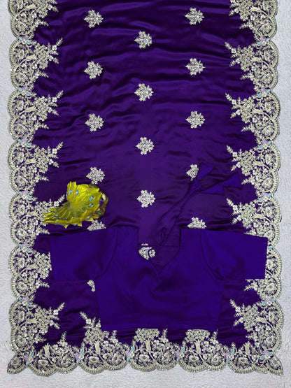 Sequence Work Purple Saree Embellished Saree