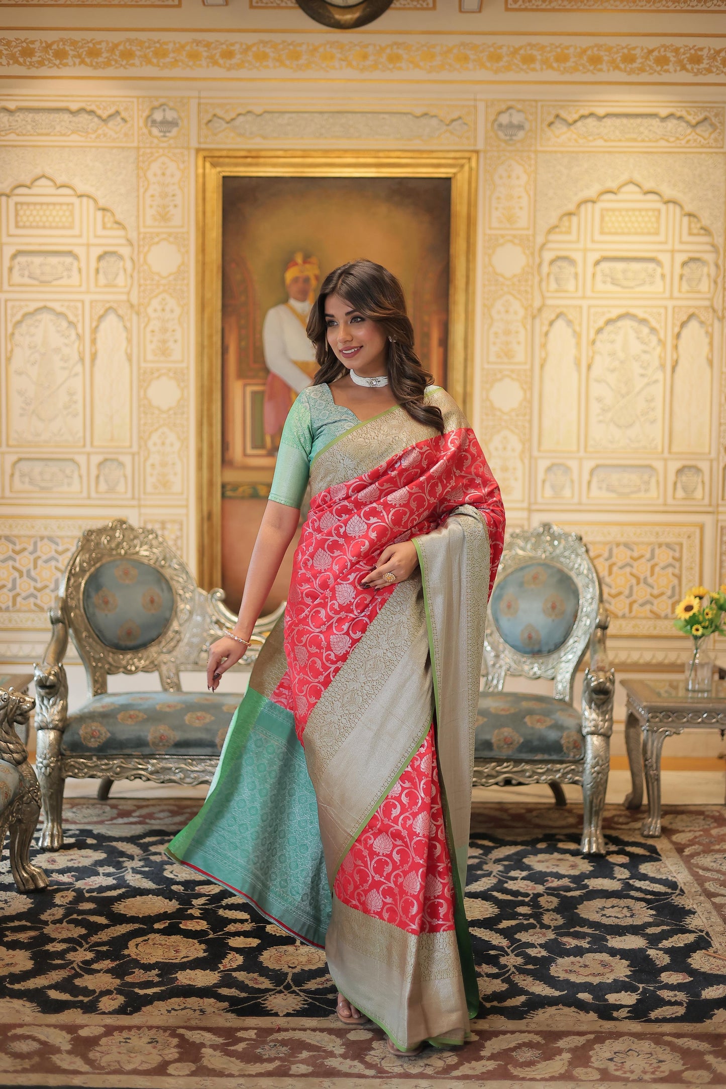 Kanjivaram Silk Red Color Jacquard Work Border Saree