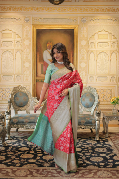 Kanjivaram Silk Red Color Jacquard Work Border Saree