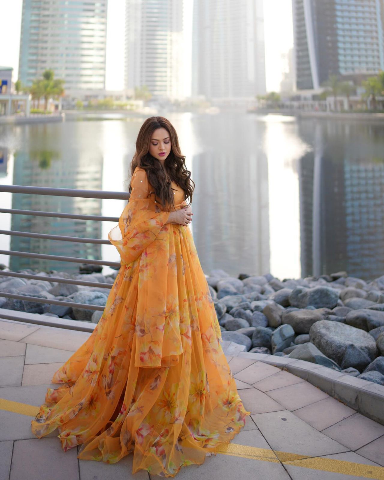 Haldi Special Collection Yellow Color Floral Printed Pure Organza Silk Lehenga with Fully Stitched Blouse