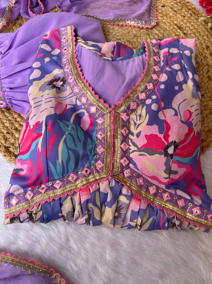 Wonderful Sleeve Work Lavender Color Anarkali Suit
