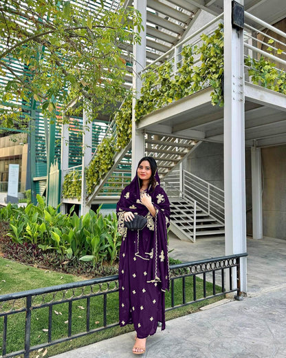 Charming Purple Color Georgette 5 mm Sequence Work Salwar Suit