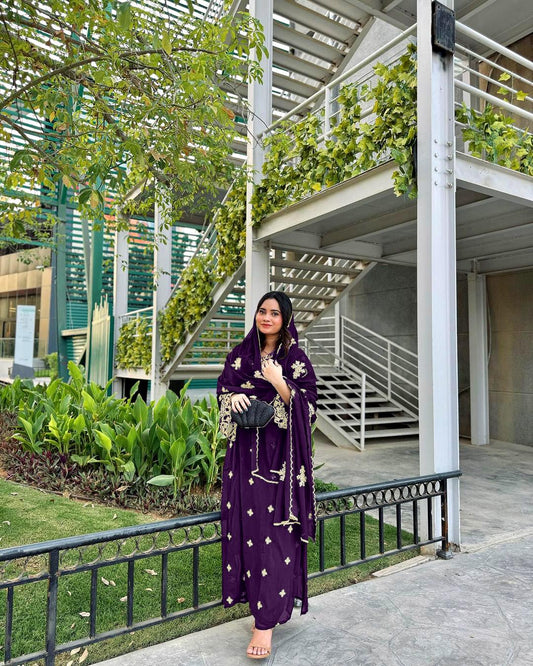 Charming Purple Color Georgette 5 mm Sequence Work Salwar Suit