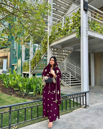 Charming Wine Color Georgette 5 mm Sequence Work Salwar Suit