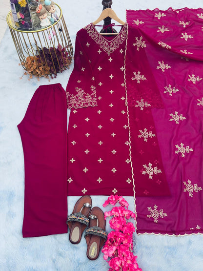 Charming Pink Color Georgette 5 mm Sequence Work Salwar Suit