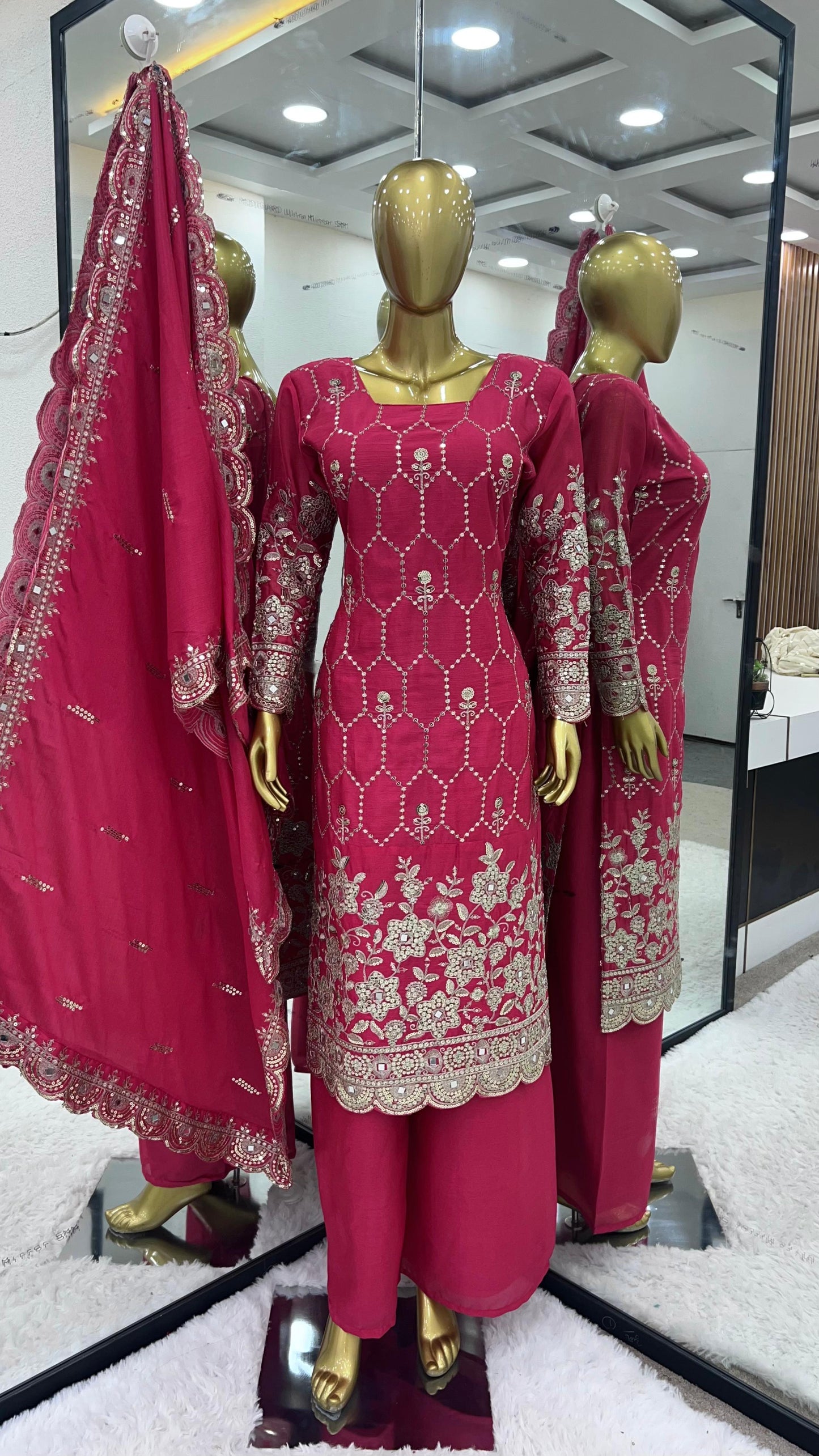 Pretty Pink Color Embroidery Work Salwar Suit