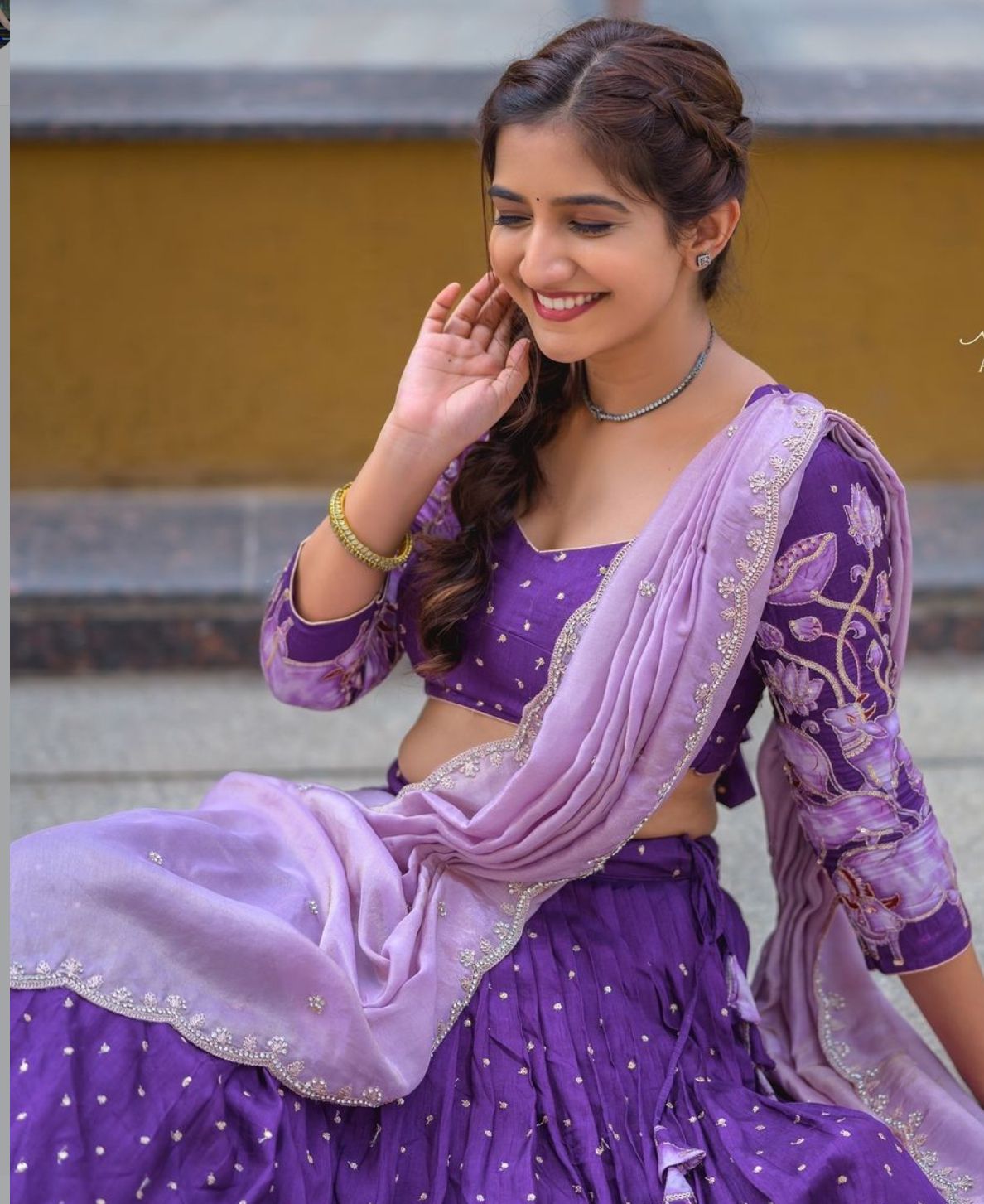 Wedding Wear Purple Color Pure Cotton kalamkari Print Lehenga Choli