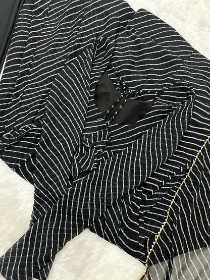 Fantastic Black Color Heavy Pure Fox Georgette Laheriya Print Anarkali Gown
