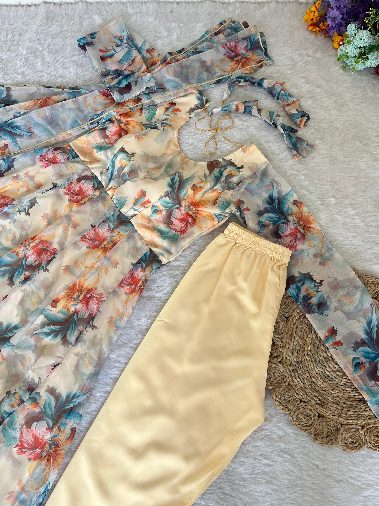 Rakshabandhan Special Organza Taby Silk Gown With Dupatta And Bottom
