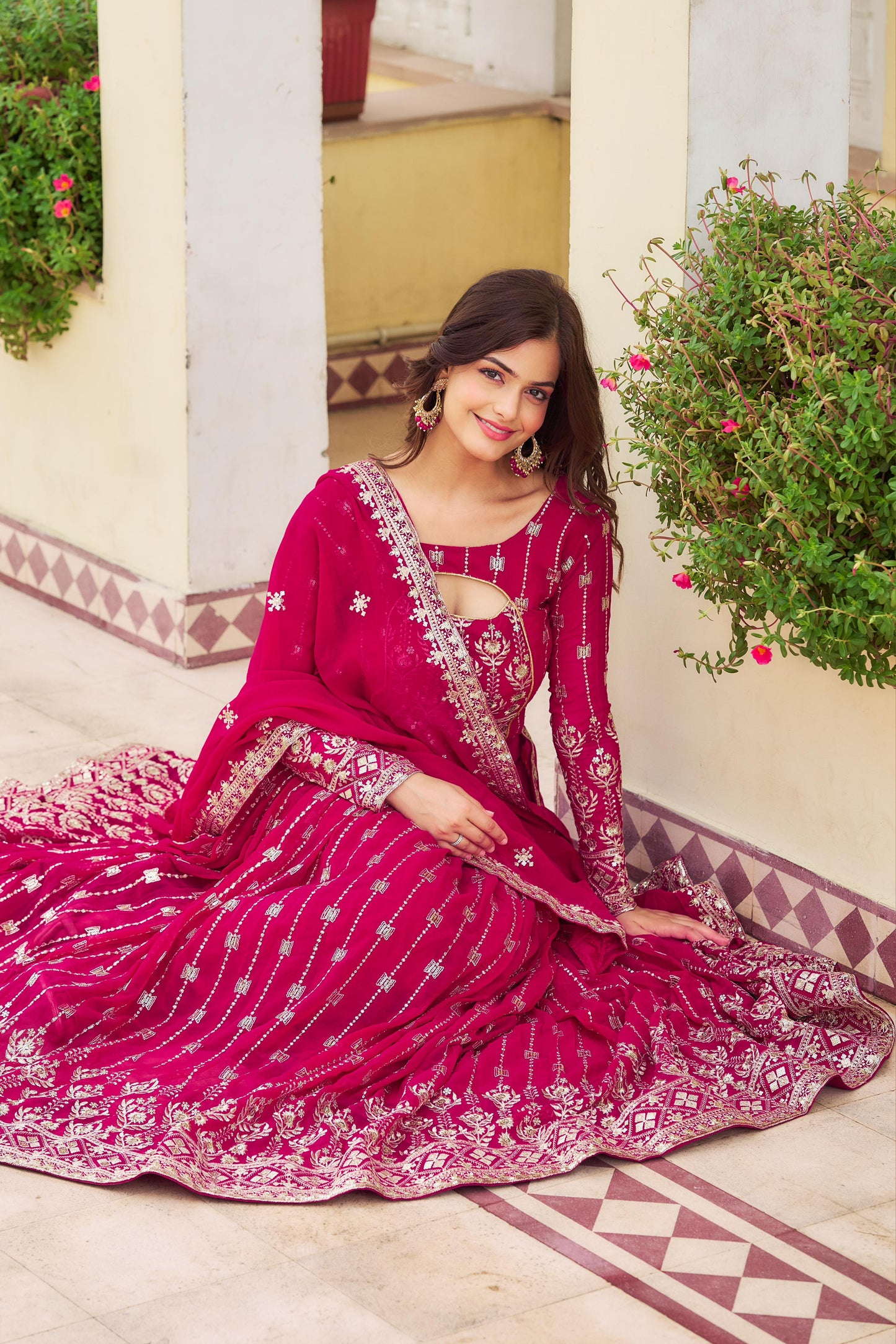 Engagement Wear Pink Color Heavy Fox Georgette Embroidery Sequence Work Designer Lehenga Choli