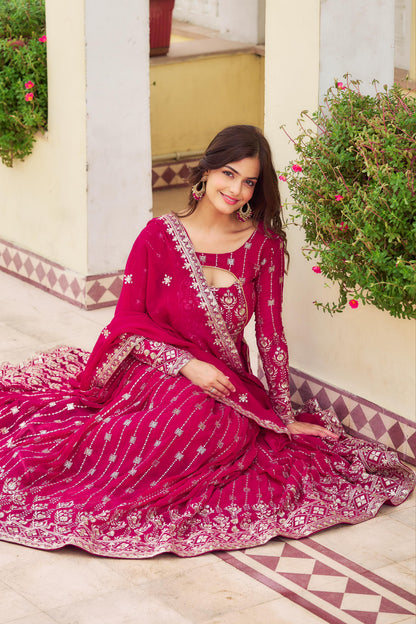 Engagement Wear Pink Color Heavy Fox Georgette Embroidery Sequence Work Designer Lehenga Choli