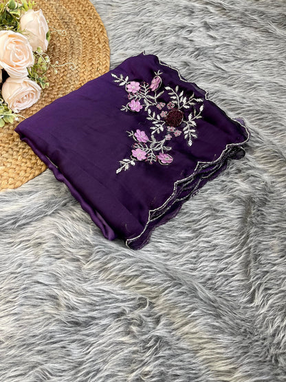 Fantastic Purple Color Shades  Pure Soft Rangoli Silk With Heavy Handwork Khatli Butta Designer Saree