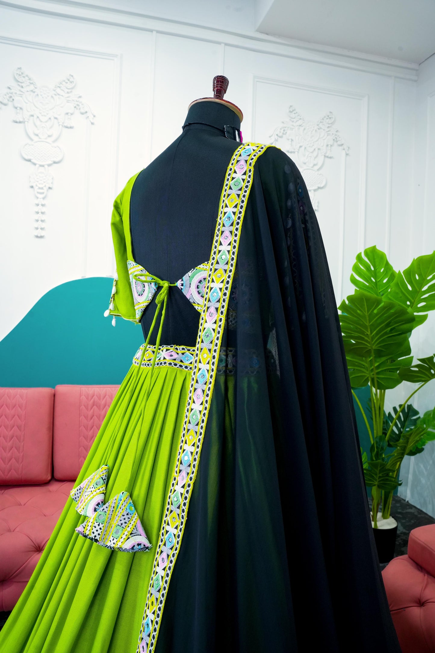 Glimmering Green Color Rayon Real Mirror With Codi Work Designer Lehenga Choli