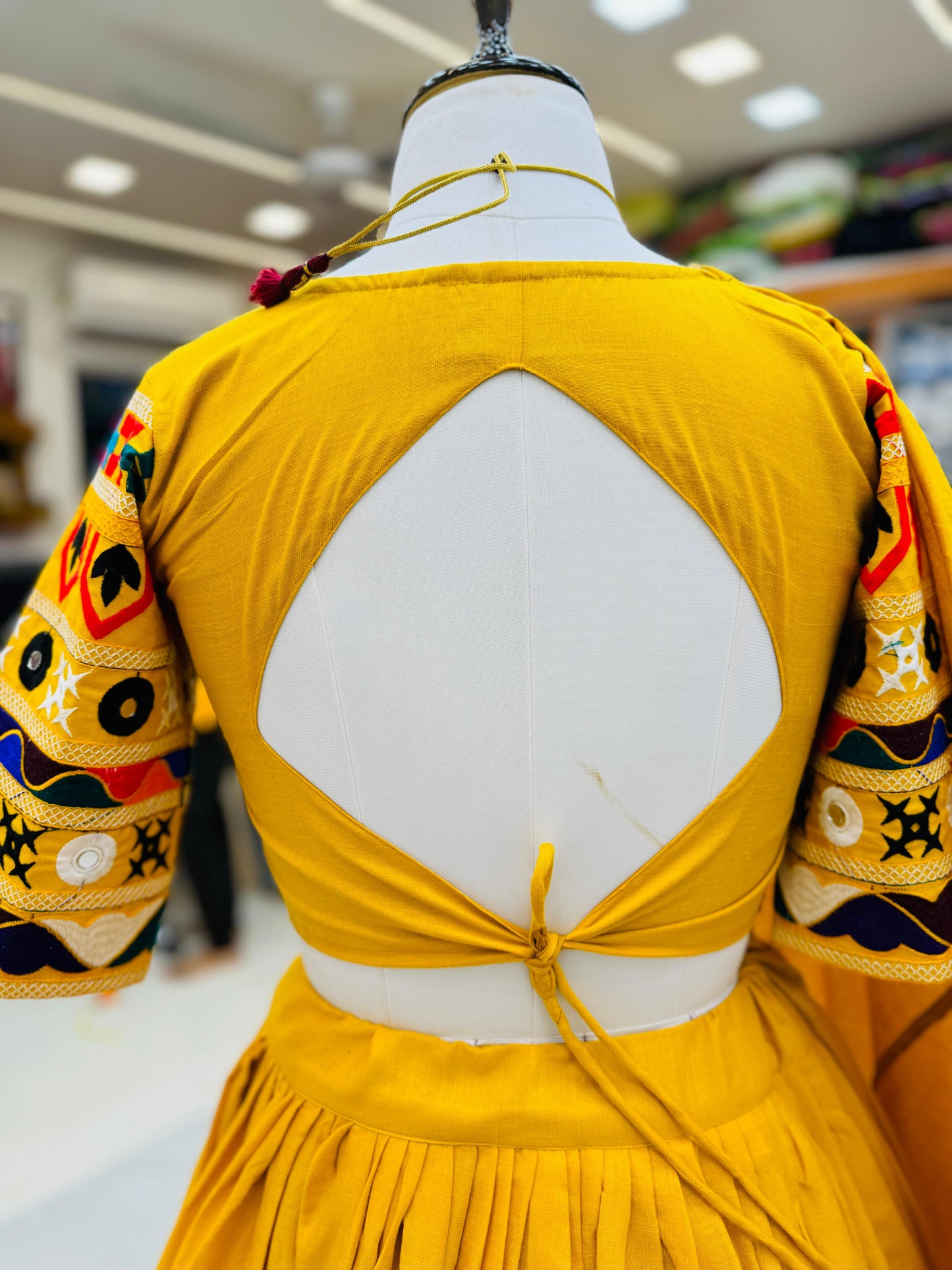 Navratri Collection Yellow Color Cotton Embroidery With Mirror Work Designer Lehenga Choli