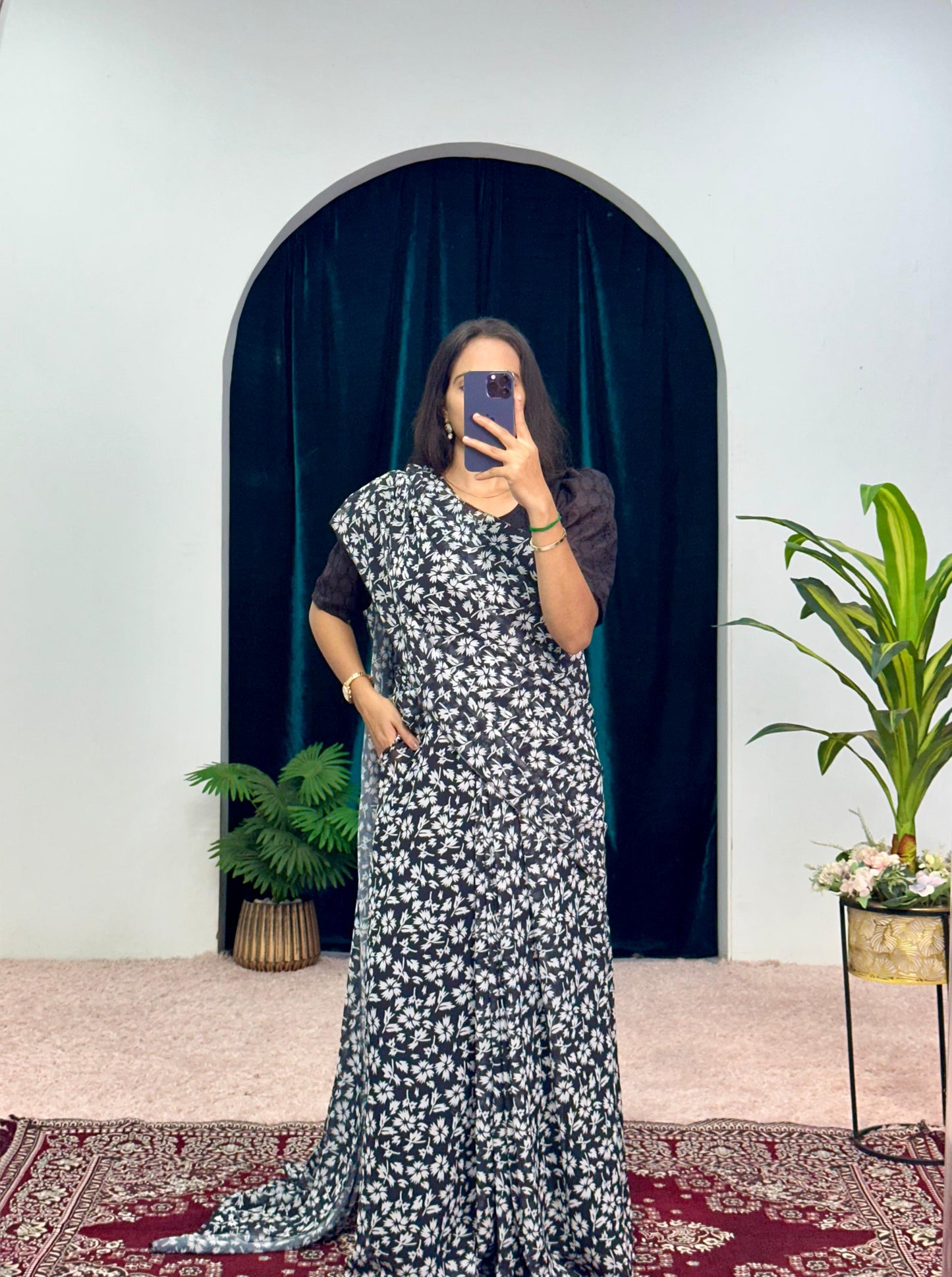 Casual Wear Black Color Faux Georgette With Digital Printed Saree Gown