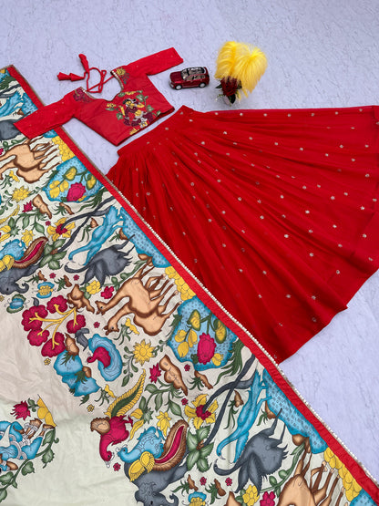 Traditional Wear Red Foux Georgette Heavy Embroidery Work Navratri Lehenga Choli