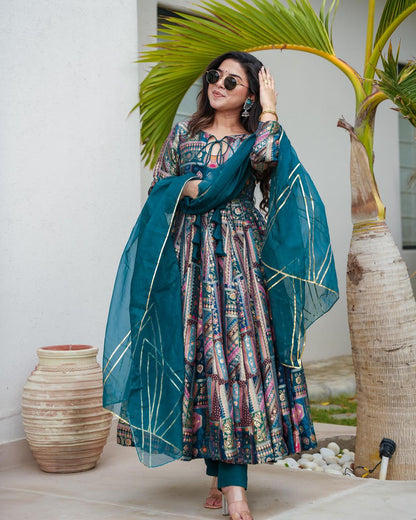 Reception Wear Rama Color Pure Jimmy Organza Silk Digital Printed Padded Gown