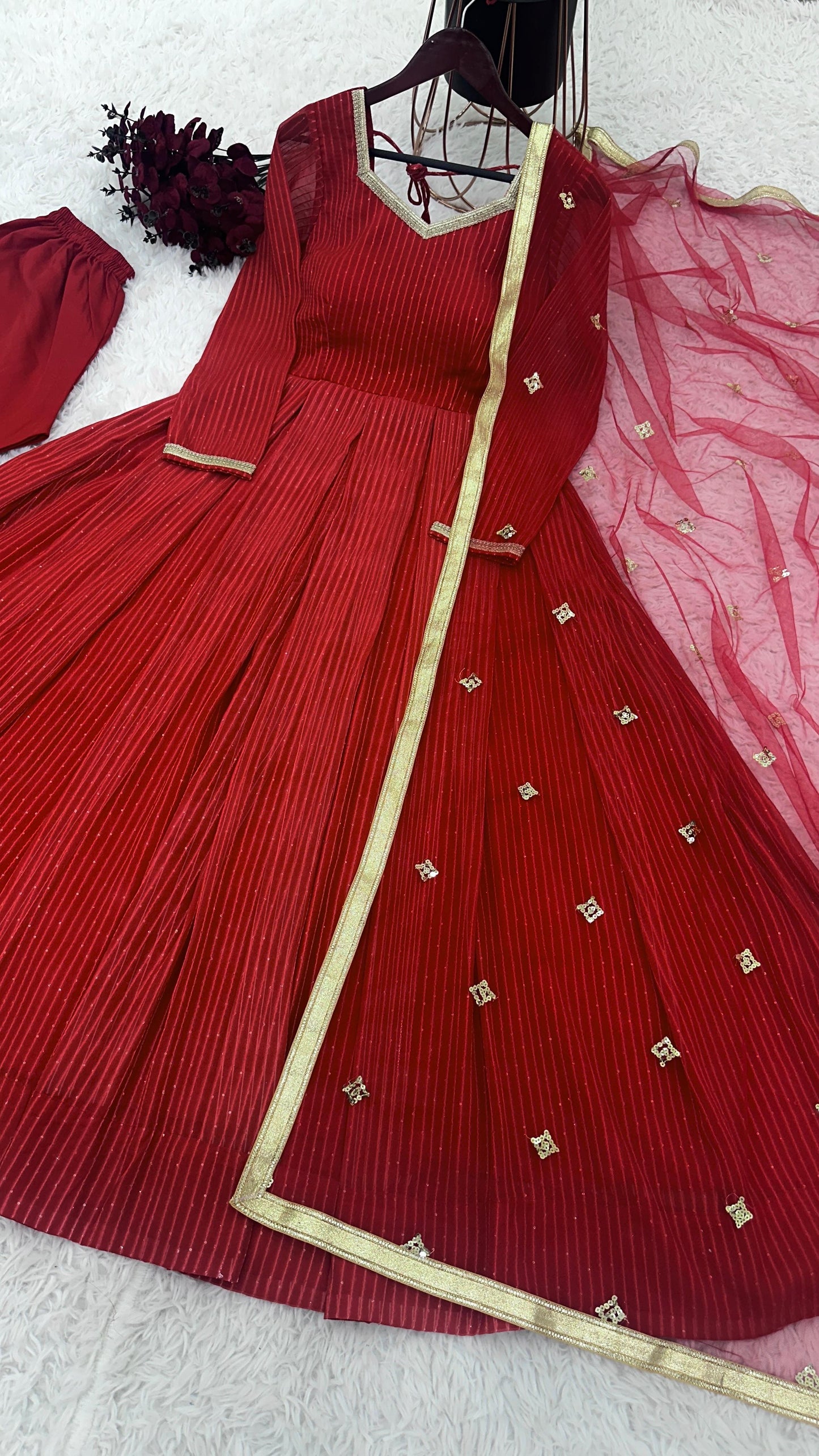 Wedding Wear Pink Color Georgette With Embroidery Work With Fancy Full Sleeve Anarkali Suit
