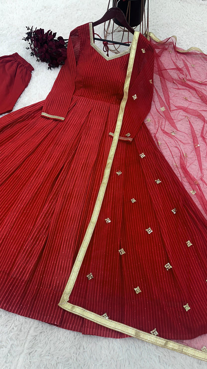 Wedding Wear Pink Color Georgette With Embroidery Work With Fancy Full Sleeve Anarkali Suit