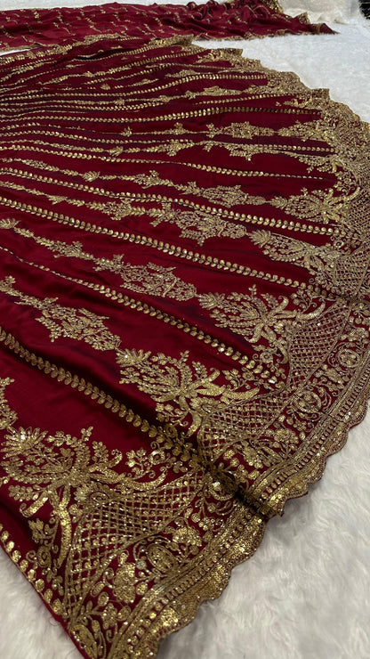 Bridal Wear Maroon Color Heavy Kasturi Silk With Sequins And Dori Zari Work Designer Wedding Lehenga Choli