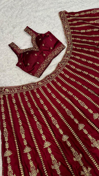 Bridal Wear Maroon Color Heavy Kasturi Silk With Sequins And Dori Zari Work Designer Wedding Lehenga Choli