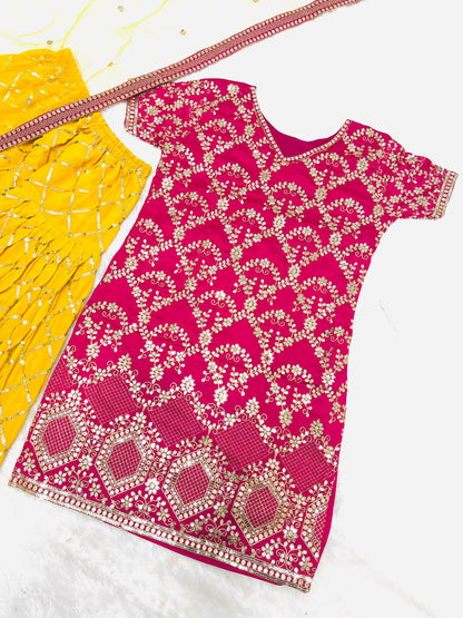 Punjabi Style Pure Vichitra Silk With Heavy Embroidery Sequence Work Patiyala Suit