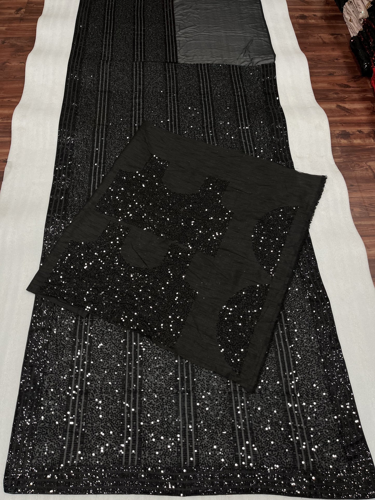 Gorgeous Black Color Heavy 5mm Sequins Embroidery Work Party Wear Saree