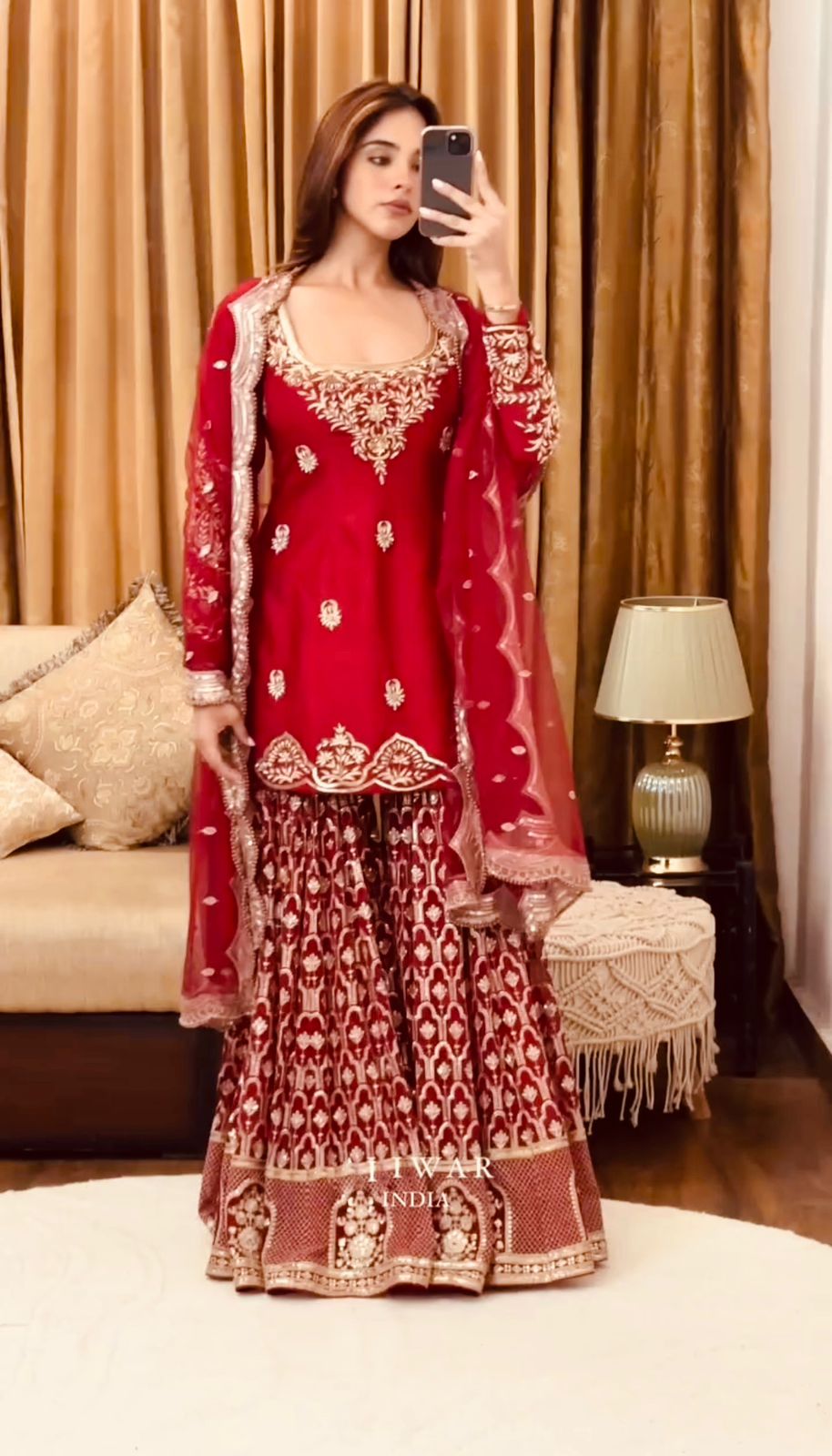 Gorgeous Red Color Heavy Georgette With Embroidery Sequence Work Designer Sharara Suit