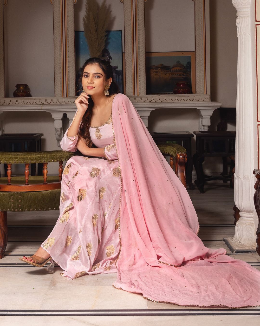 Eyes Catching Peach Color Heavy Faux Georgette With Embroidery Work Designer Anarkali Suit