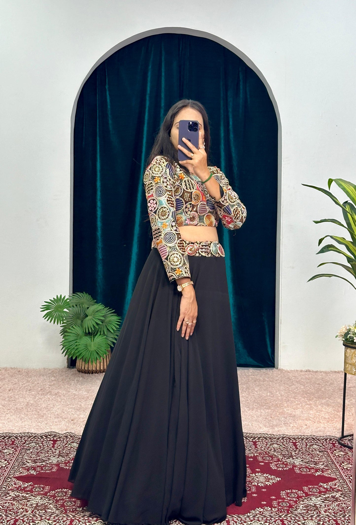 Function Wear Black Color Faux Georgette 6 Meter With Heavy Embroidery Work Designer Lehenga Choli