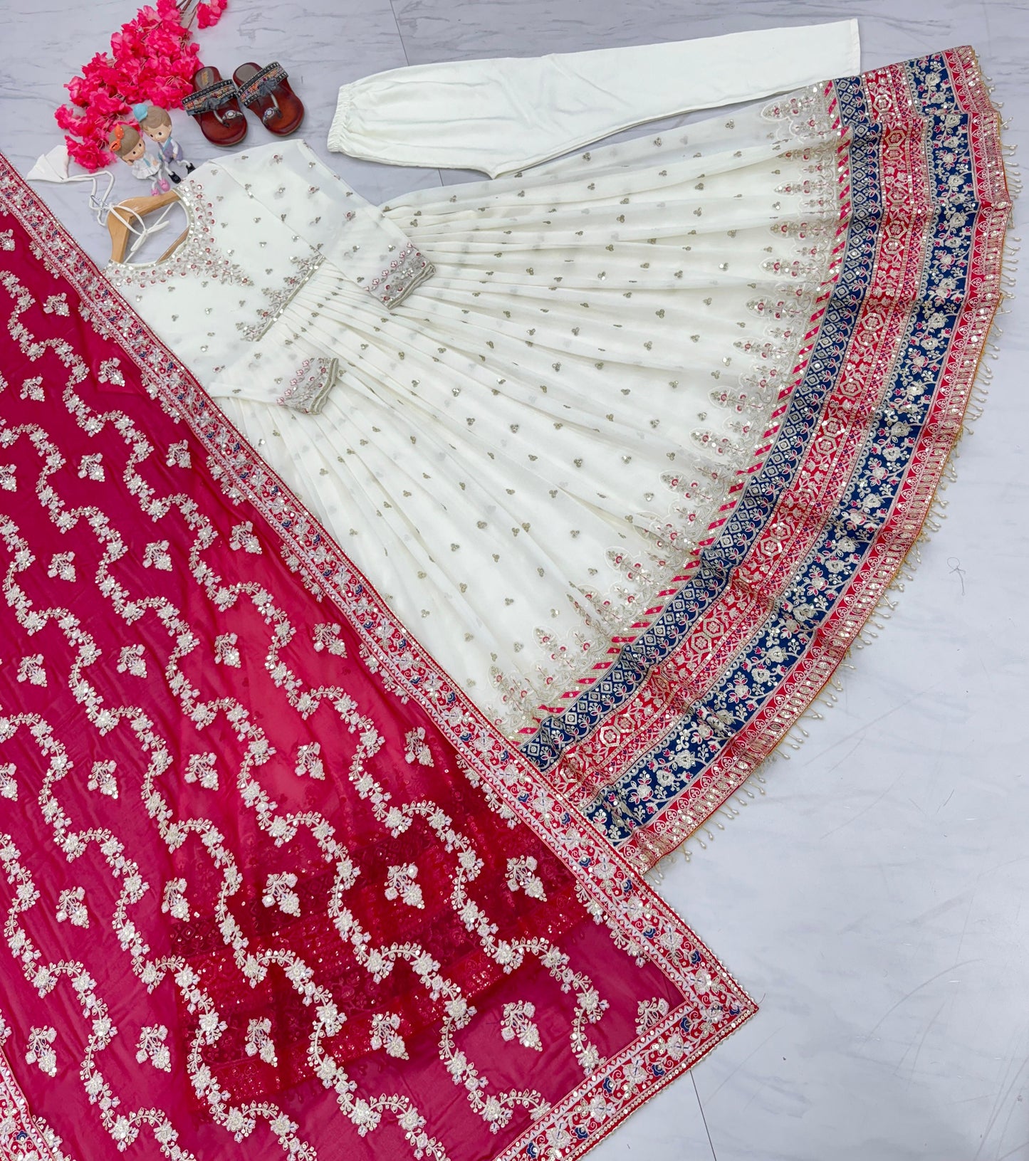 Wedding Wear White Color Heavy Faux Georgette With Embroidery 5 mm Sequence Work Designer Gown