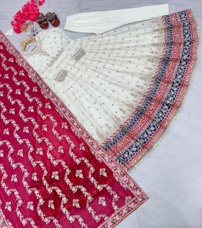 Wedding Wear White Color Heavy Faux Georgette With Embroidery 5 mm Sequence Work Designer Gown