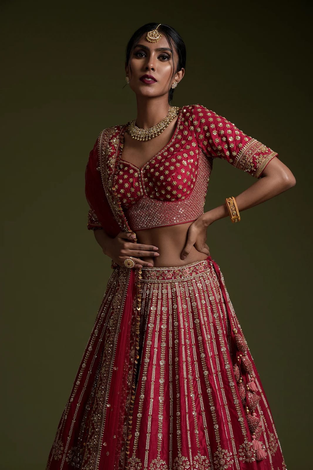 Bridal Wear Maroon Color Rangoon Silk With Sequins Dori And Thread Work Designer Wear Lehenga Choli
