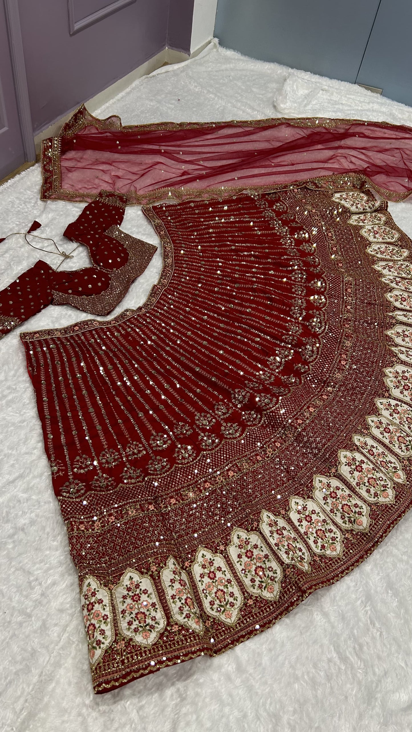 Bridal Wear Maroon Color Rangoon Silk With Sequins Dori And Thread Work Designer Wear Lehenga Choli