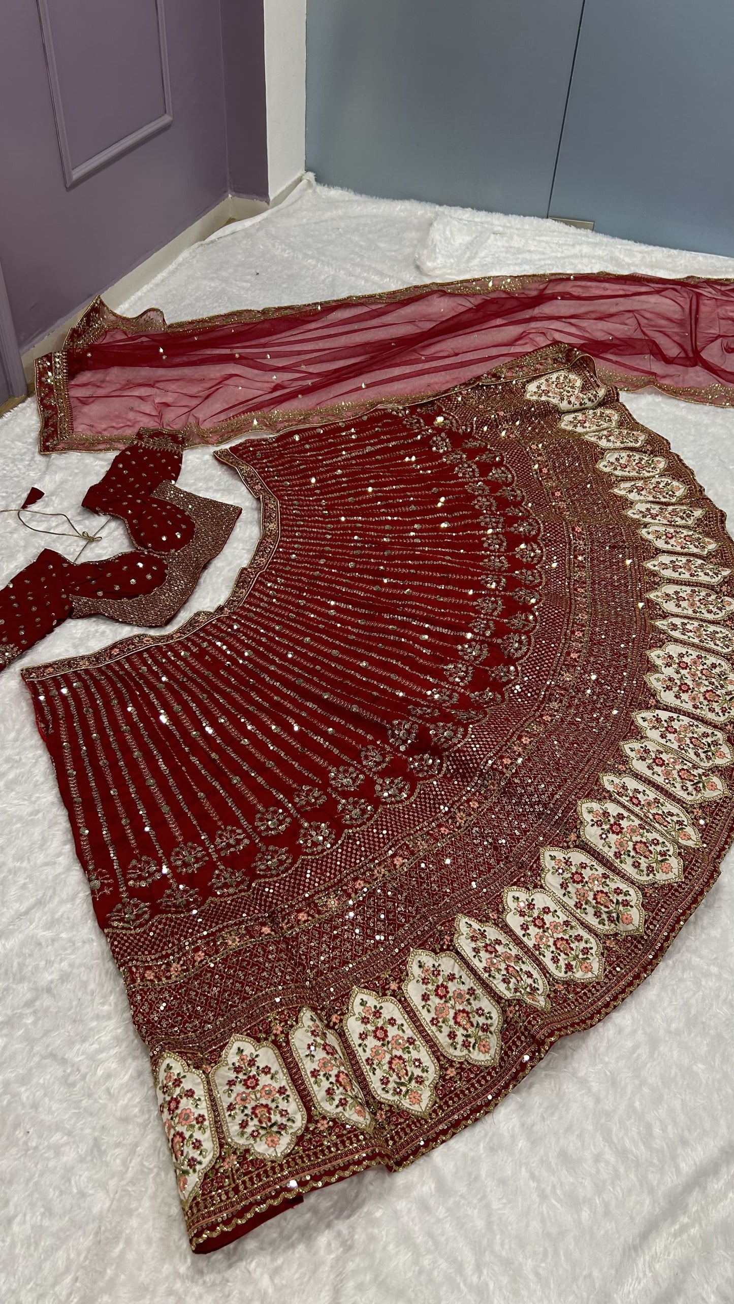 Bridal Wear Maroon Color Rangoon Silk With Sequins Dori And Thread Work Designer Wear Lehenga Choli