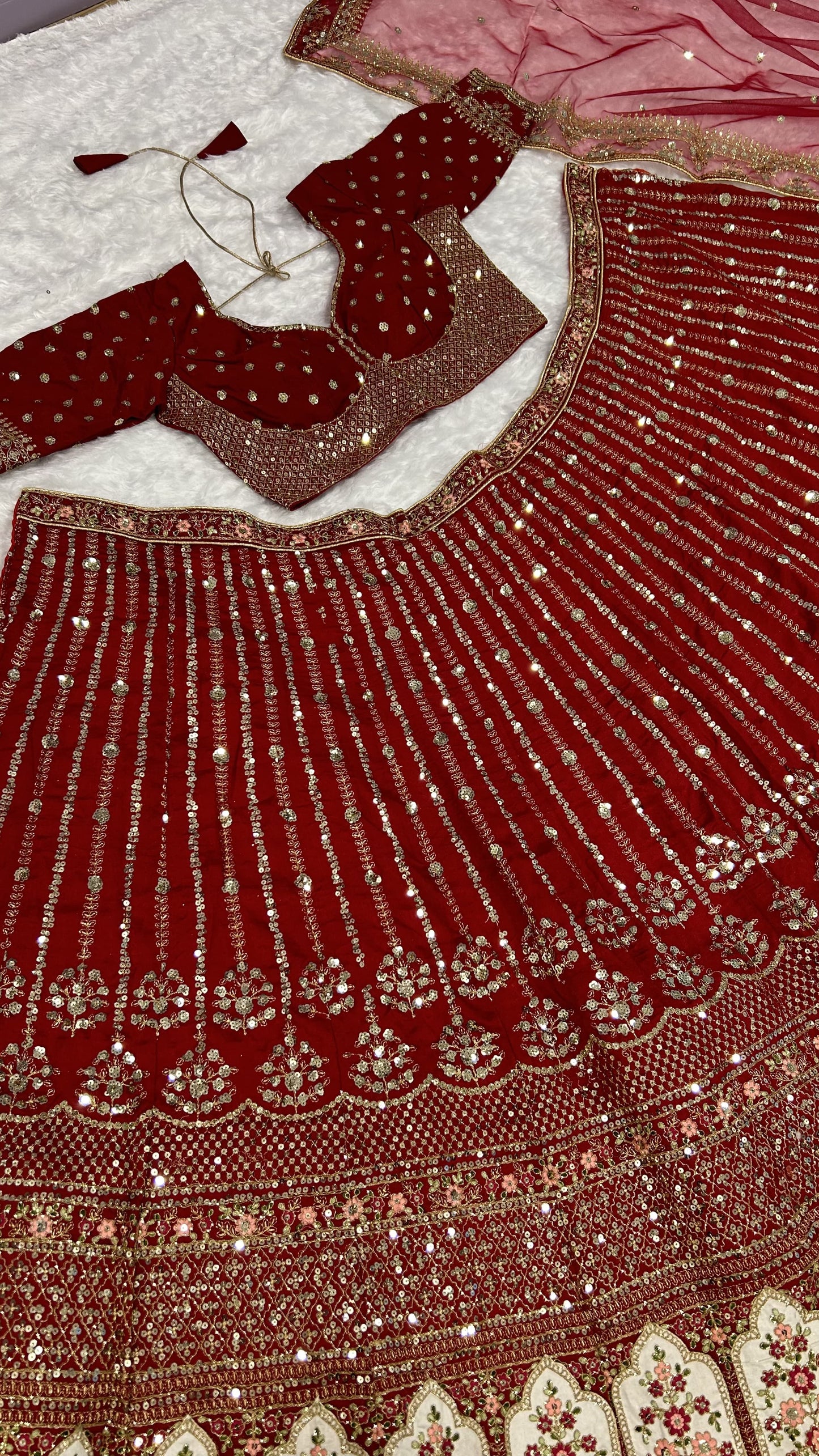 Bridal Wear Maroon Color Rangoon Silk With Sequins Dori And Thread Work Designer Wear Lehenga Choli