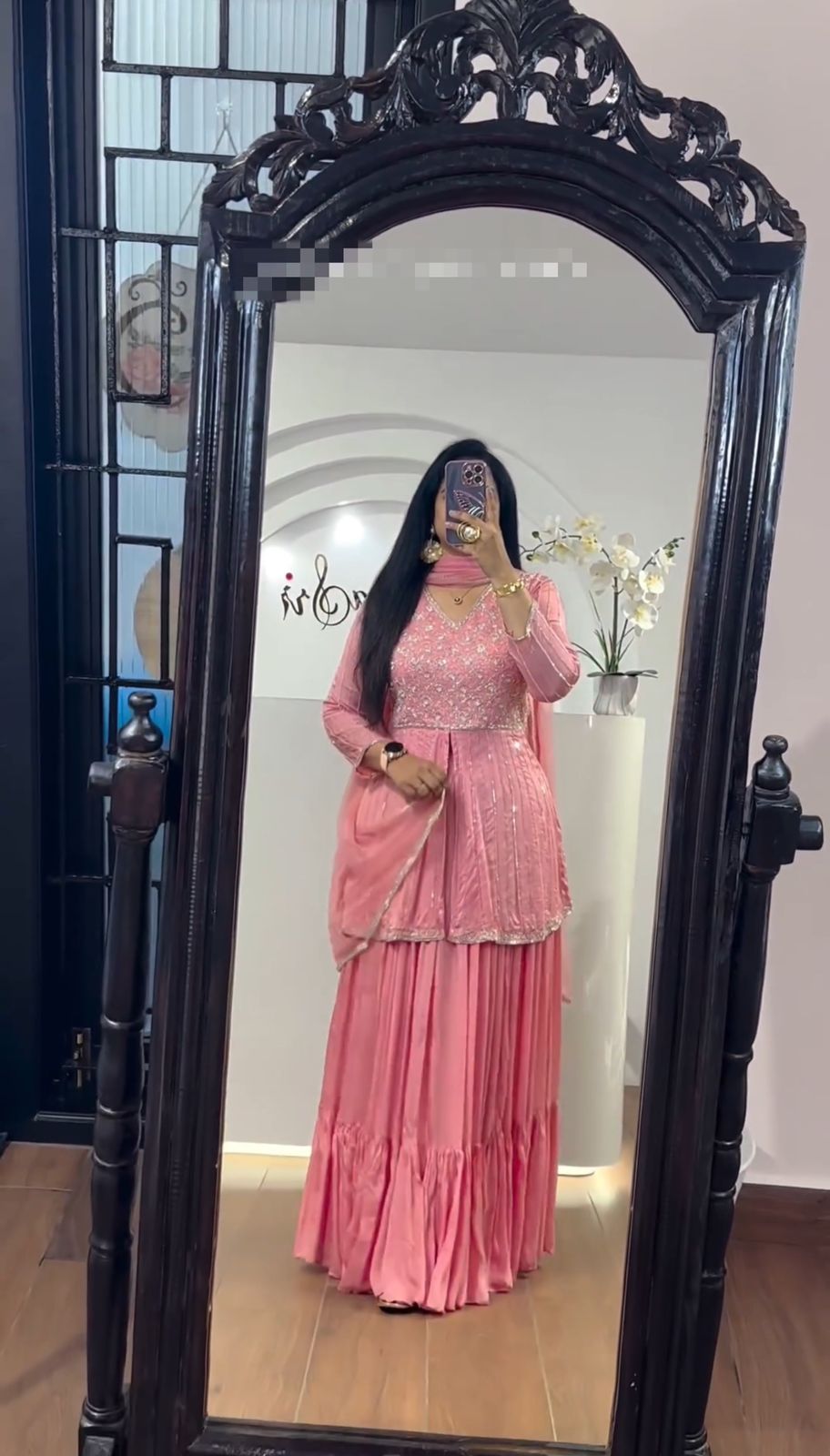 Fashionable Peach Color Embroidery Sequence Work Designer Lehenga Suit