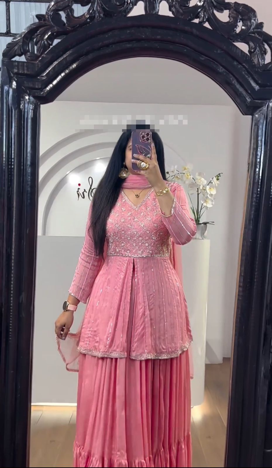 Fashionable Peach Color Embroidery Sequence Work Designer Lehenga Suit