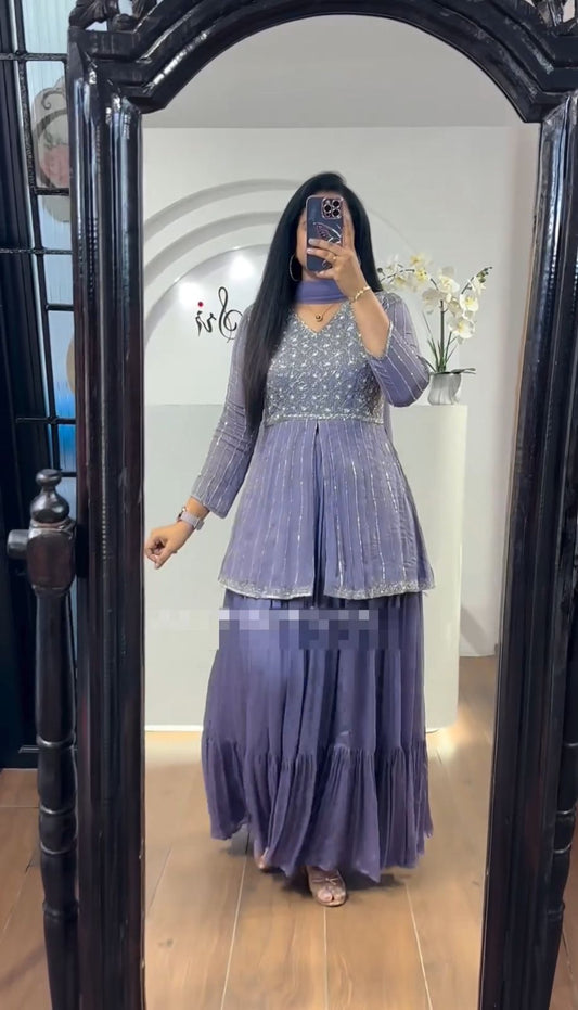 Ravishing Lavender Color Embroidery Sequence Work Designer Lehenga Suit
