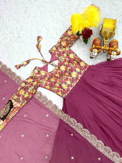 Wedding Wear Pink Color Faux Georgette With Pure Jacquard Work Designer Gown
