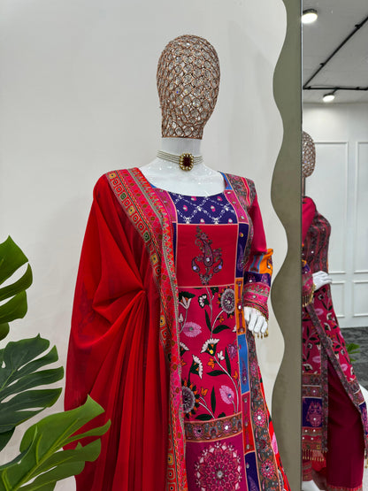 Party Wear American Silk Digital Print With Diamond And Fancy Latkan Designer Salwar Suit