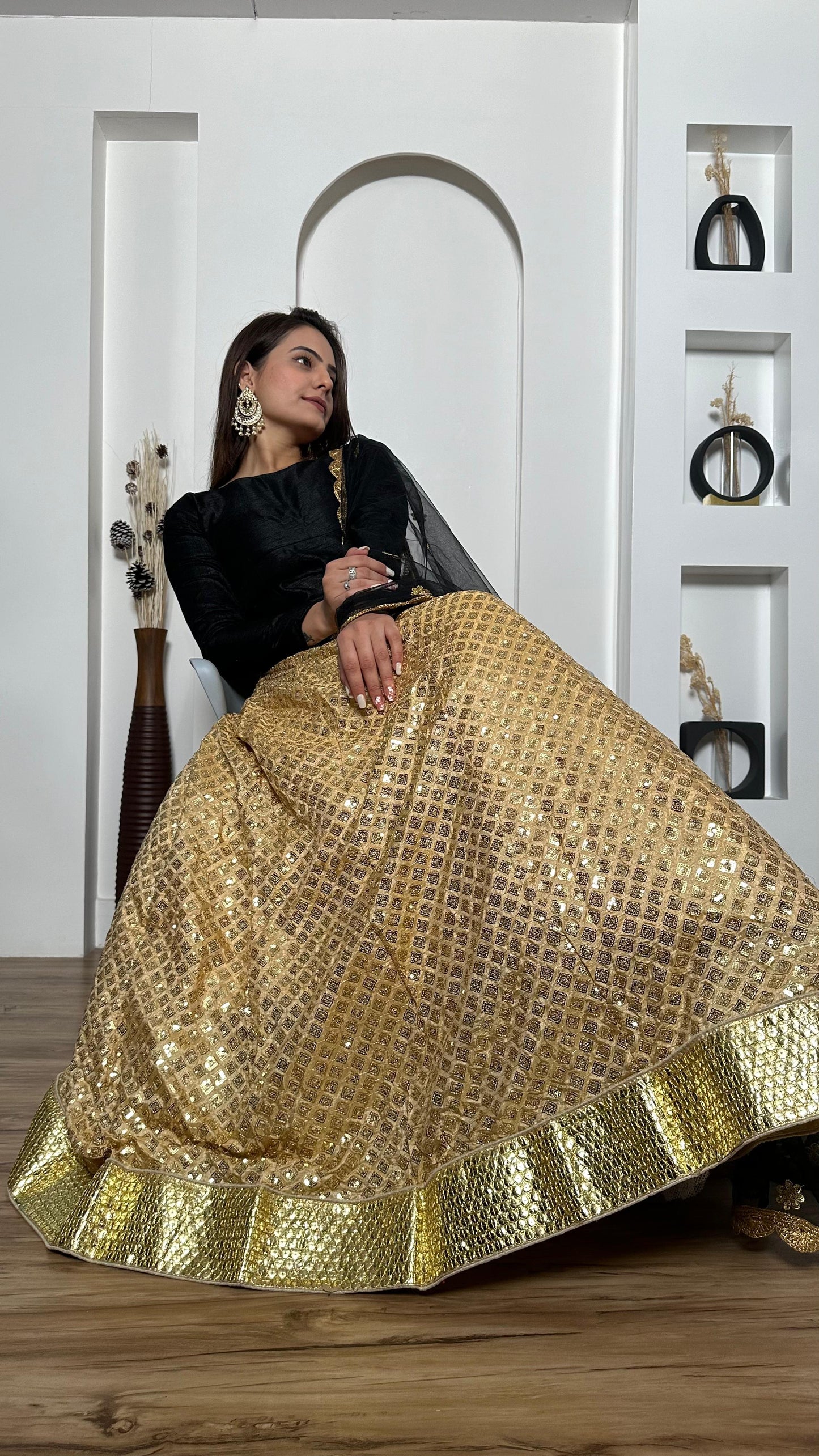 Sangeet Wear Beige Color Kasturi Silk With Heavy Sequins Work Foil Border Work Designer Lehenga Choli