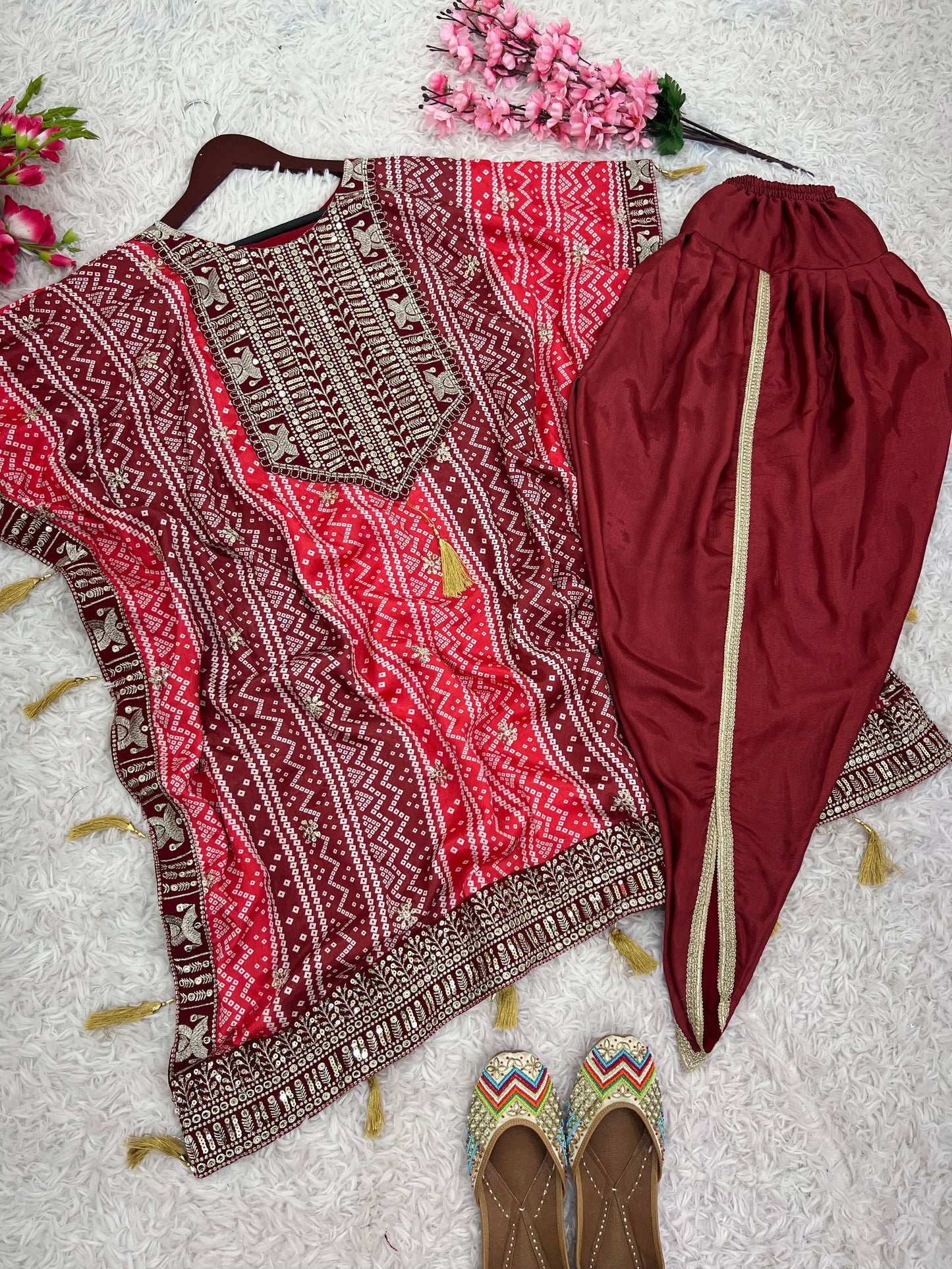Marvelous Multi Color Pure Chinon Silk With Embroidery Sequence Work With Beautiful Digital Printed Salwar Suit
