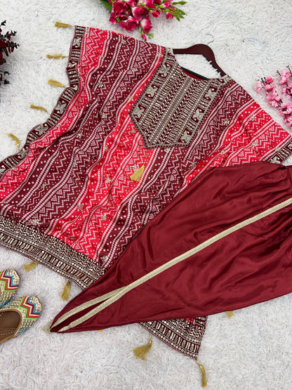 Marvelous Multi Color Pure Chinon Silk With Embroidery Sequence Work With Beautiful Digital Printed Salwar Suit