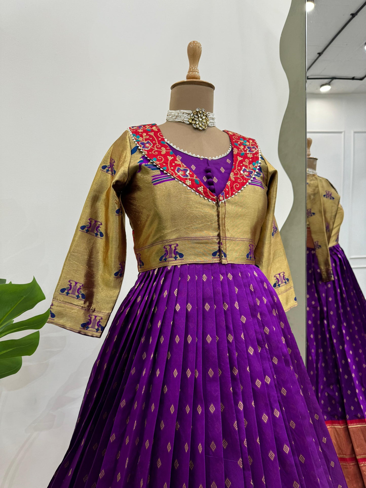 Function Wear Purple Color Jacquard Silk And Thread With Sequence Work Koti Beautiful Gown