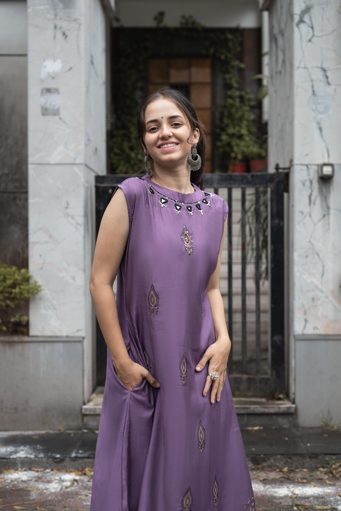 Eyes Catching Lavender Color Mirror Hand Work Designer Palazzo Suit